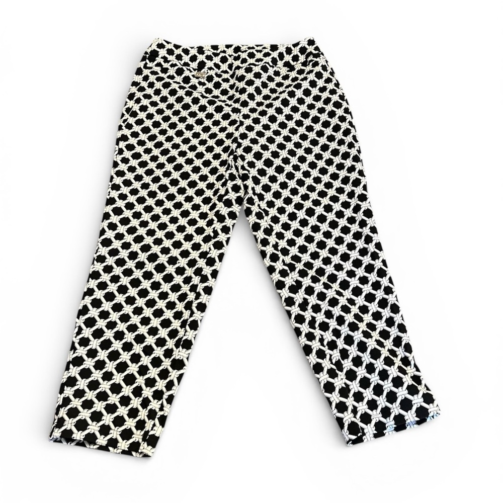 Lulu-B Ladies Black & White Knot Rope Print Pull On Capri UPF 50+ Sun Protection